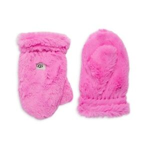 NWT • UGG Australia Kid’s Faux Fur Mittens in Rose • 2-4Y